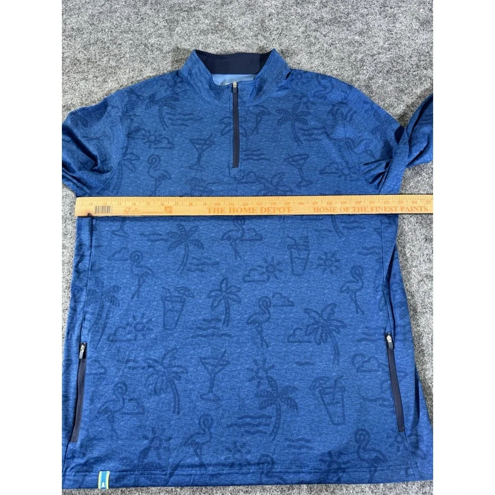Chubbies Men's Large Blue Tropical Print 1/4 Zip Pullover Performance Golf